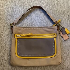 Coach Beige and Mustard Shoulder Bag